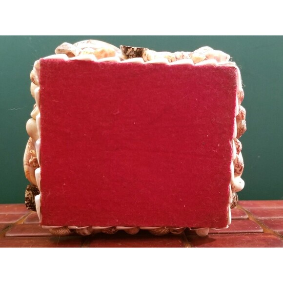 Vintage Souvenir Aloha HawaiiSeashell & Red Velvet Jewelry Trinket Treasure Box - Picture 7 of 7